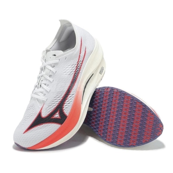 Mens Size 9.5 Mizuno Wave Rebellion PRO Low White Red Running Shoes U1GD2540-11 main image 5